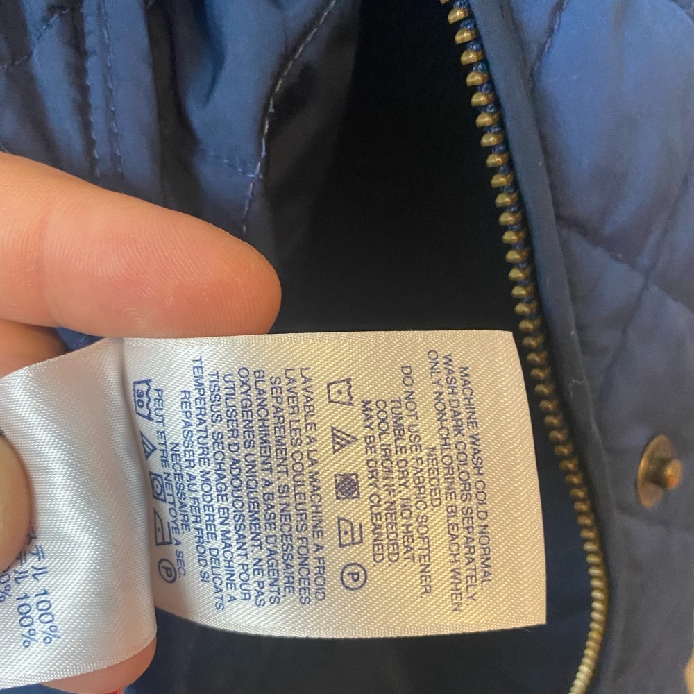 Lands End Quilted Zip Snap Jacket Barn Chore Coat Classic Heritage Puffer Blue M - Picture 12 of 16